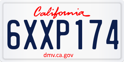 CA license plate 6XXP174
