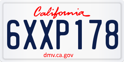 CA license plate 6XXP178
