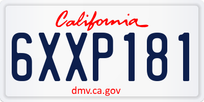 CA license plate 6XXP181