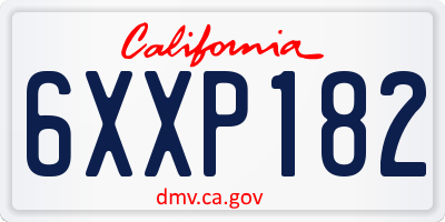 CA license plate 6XXP182