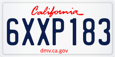CA license plate 6XXP183