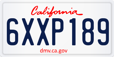 CA license plate 6XXP189