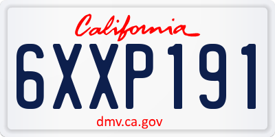 CA license plate 6XXP191
