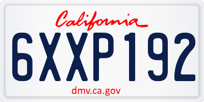CA license plate 6XXP192