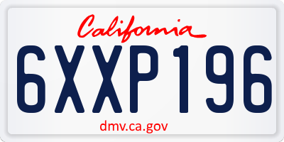 CA license plate 6XXP196