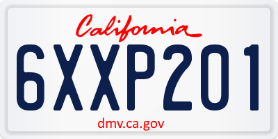 CA license plate 6XXP201