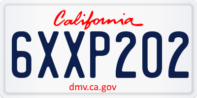 CA license plate 6XXP202