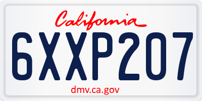 CA license plate 6XXP207