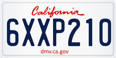 CA license plate 6XXP210