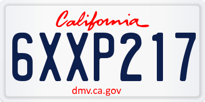 CA license plate 6XXP217