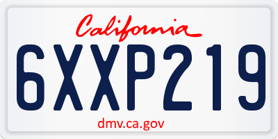 CA license plate 6XXP219