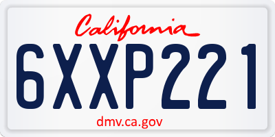 CA license plate 6XXP221