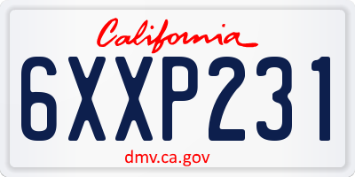 CA license plate 6XXP231