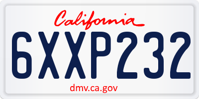 CA license plate 6XXP232