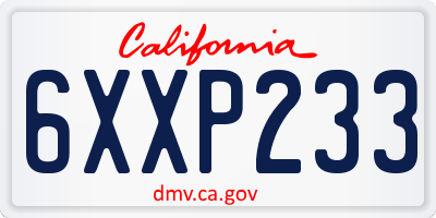 CA license plate 6XXP233