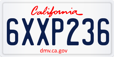CA license plate 6XXP236