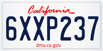 CA license plate 6XXP237