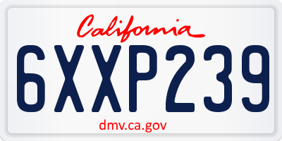 CA license plate 6XXP239