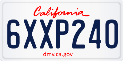 CA license plate 6XXP240