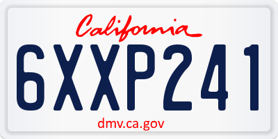 CA license plate 6XXP241
