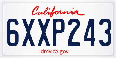 CA license plate 6XXP243