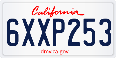 CA license plate 6XXP253