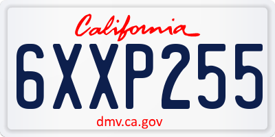 CA license plate 6XXP255