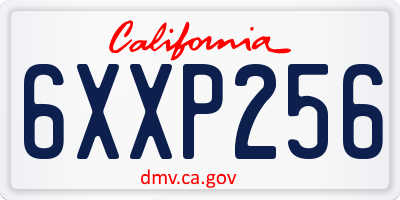 CA license plate 6XXP256