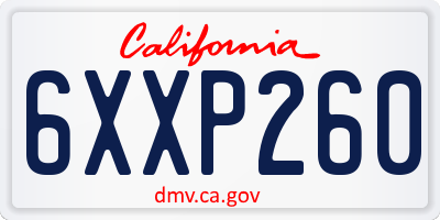 CA license plate 6XXP260