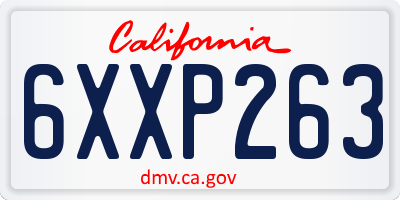 CA license plate 6XXP263