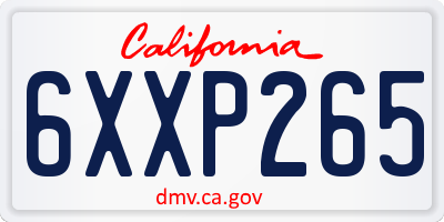 CA license plate 6XXP265