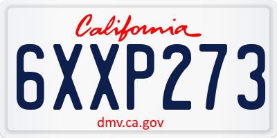 CA license plate 6XXP273