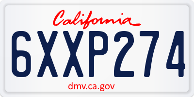 CA license plate 6XXP274
