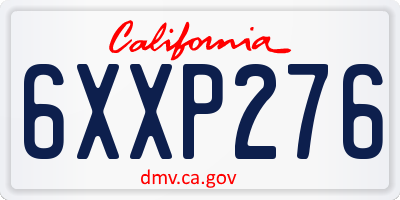 CA license plate 6XXP276