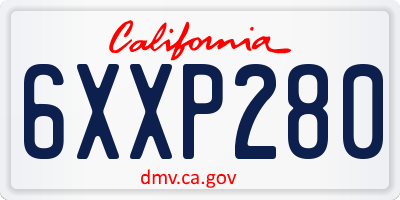 CA license plate 6XXP280