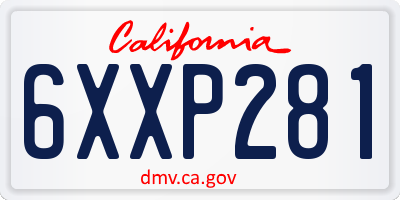 CA license plate 6XXP281