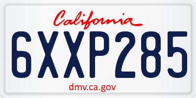 CA license plate 6XXP285