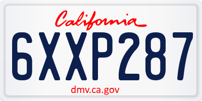 CA license plate 6XXP287