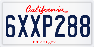 CA license plate 6XXP288