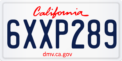 CA license plate 6XXP289