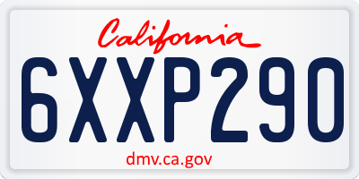 CA license plate 6XXP290