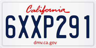 CA license plate 6XXP291
