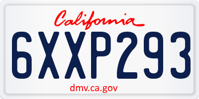 CA license plate 6XXP293