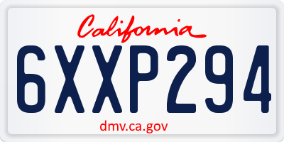 CA license plate 6XXP294