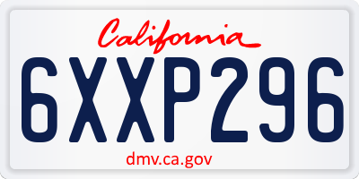 CA license plate 6XXP296