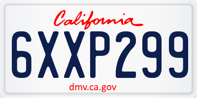 CA license plate 6XXP299