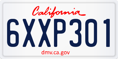 CA license plate 6XXP301