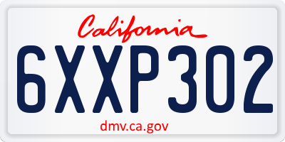 CA license plate 6XXP302