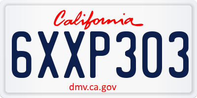 CA license plate 6XXP303