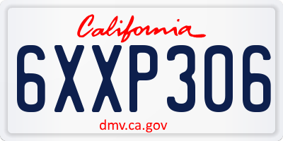 CA license plate 6XXP306